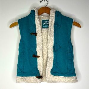 Mudd Sherpa lined Vest with hood toggle buttons size 10/12 youth but runs small